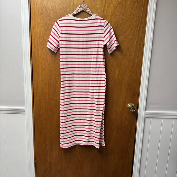 Tuckernuck Pomander Place Gio Stripe Short Sleeve Long Maxi Dress Red Pink Small S - Image 12