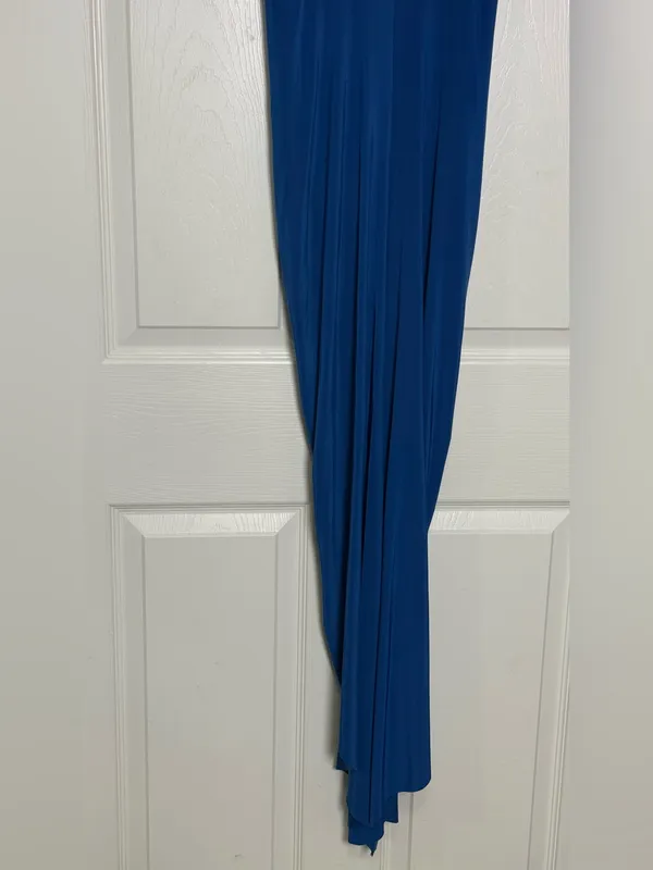 MISA Los Angeles Leza Gathered Crossover Sleeveless Tulip Maxi Dress in Blue L - Image 9