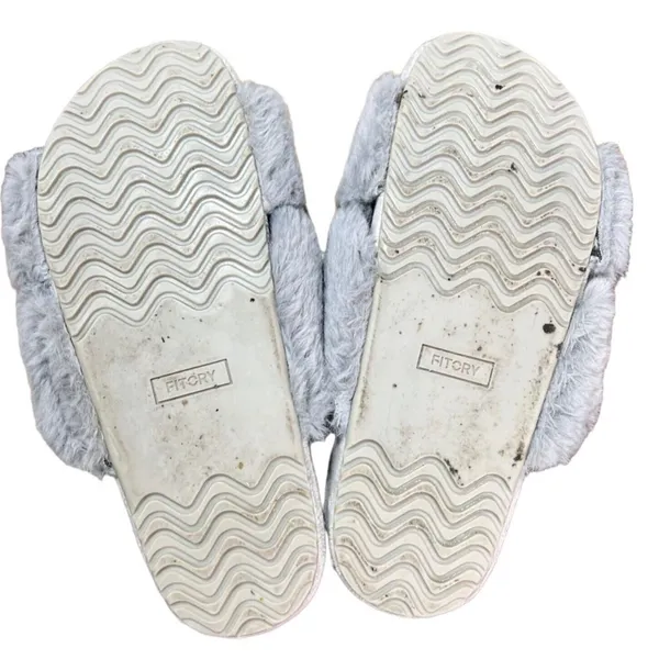Fitory Slippers Womens Size 7 Gray Cross Band Plush Slip On Slides Cozy‎ Casual - Image 9