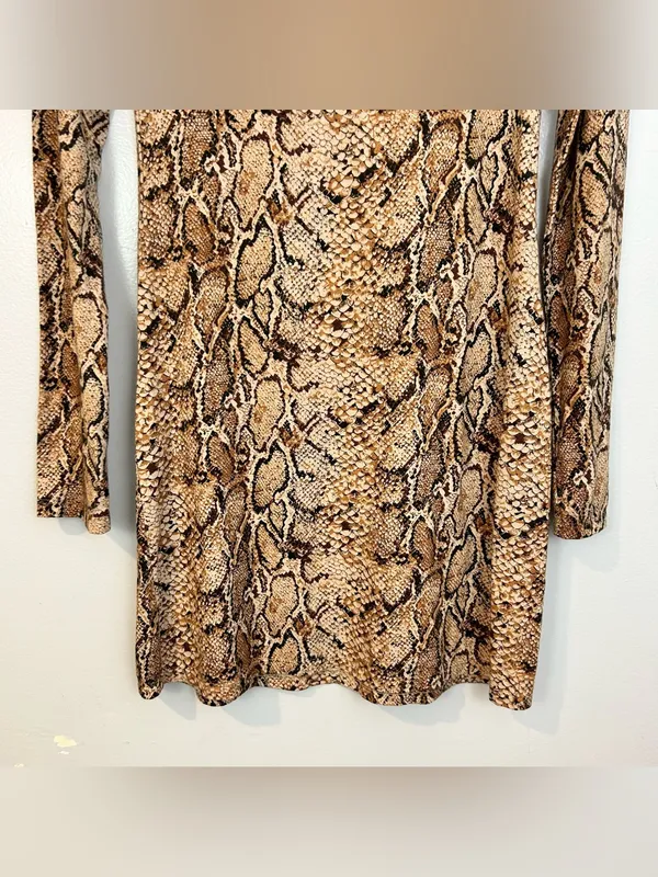 Reformation Smith Mamba Bodycon Snake Skin Animal Print Brown Mini Dress M - Image 13