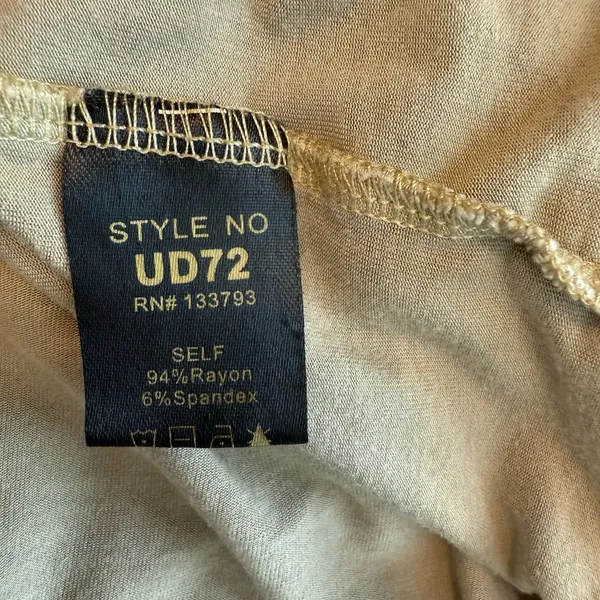 Anthropologie POL Distressed‎ V-Neck Tee Sz LG Tan Stretchy Long Lightweight - Image 4