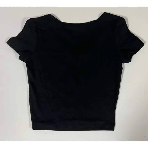Wild Fable Black Solid Short Sleeve V-Neck Shirt Top Blouse Tee Size XS 🖤 - Image 3