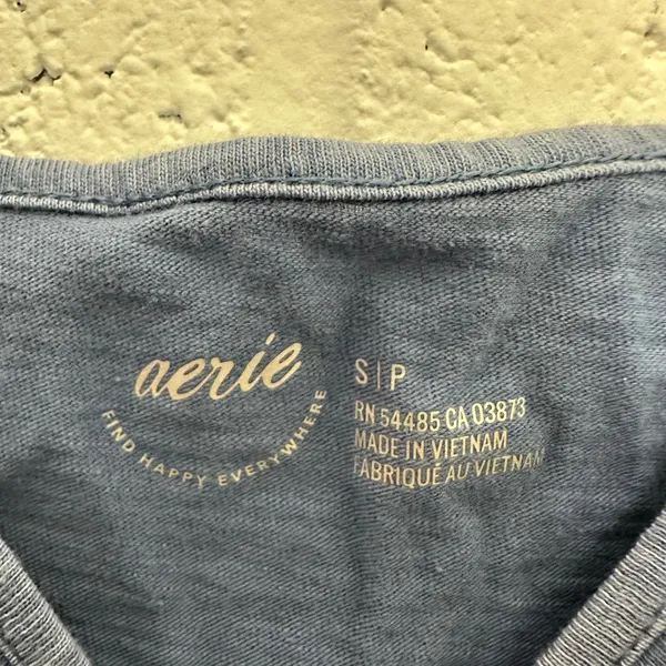 Aerie Womens Small Blue Cropped Tank Top Square Neck Seam Detail Camisole S - Image 2