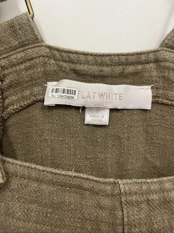 Flat White Olive Green linen blend Cargo Overalls size S - Image 2