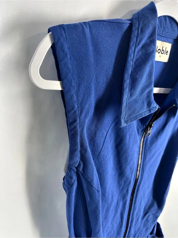 Noble Organic Tank Suit French Blue Zip Front Utility Romper XS - Image 6