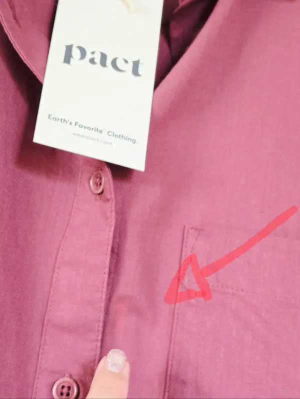Pact Organic Cotton Relaxed Slub Long Sleeve Button Up Size L - Image 6