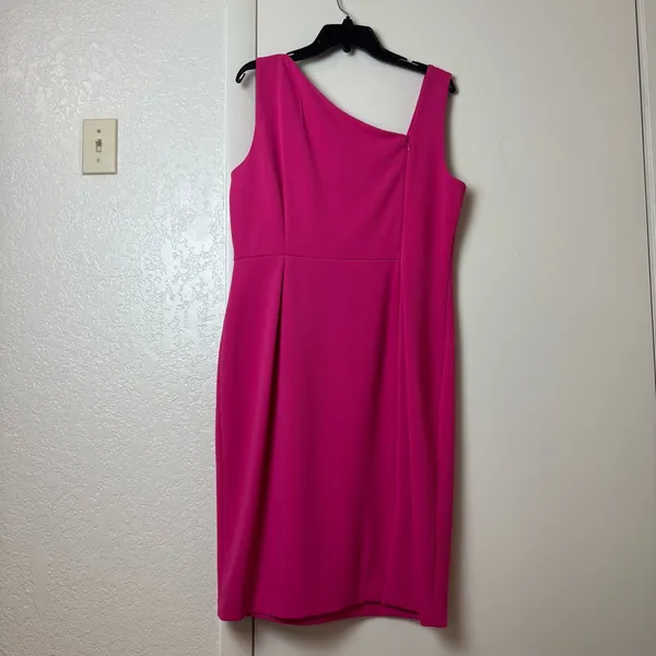 Calvin Klein Women's Asymmetrical-Neck Sheath Dress Size 14 - Image 4