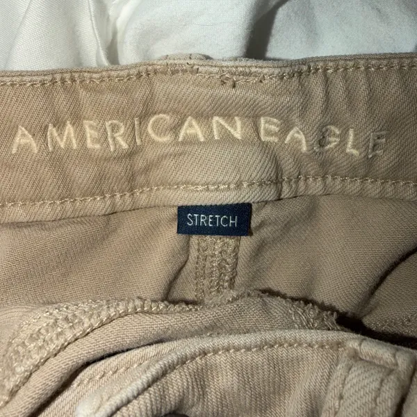 American Eagle Low Rise Baggy Wide Leg Khaki Tan Front Seam Pants Size 8 Regular - Image 3