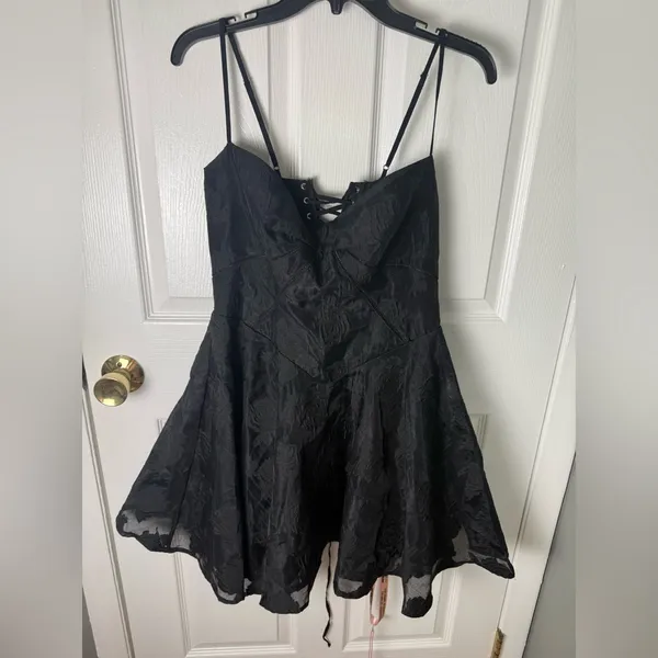 House of CB Serenita Black Floral Lace Back Mini Dress XL - Image 2