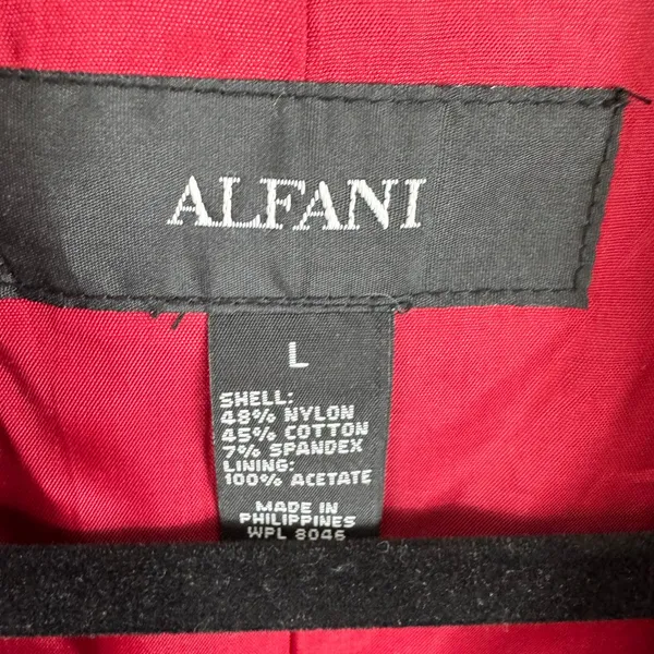 Alfani Red Nylon Cotton Collared Snap Up Lined Spring‎ Fall Jacket Size L - Image 7