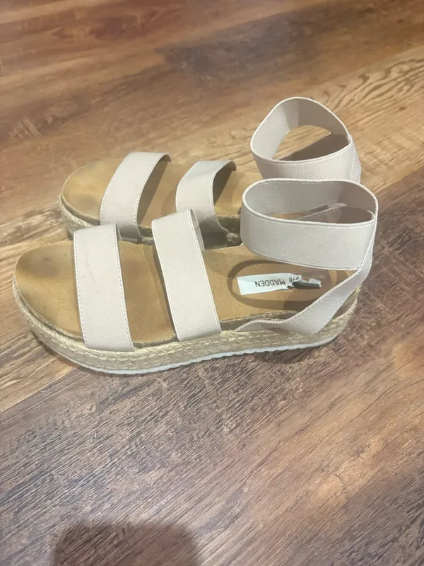 Steve Madden Beige/Cream Espadrille Ankle-Strap Sandals - Image 4