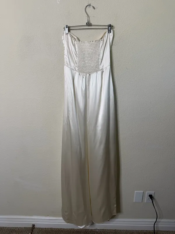 NEW Reformation Giotto Ivory Silk Gown Maxi Wedding Dress Strapless Size 6 - Image 4