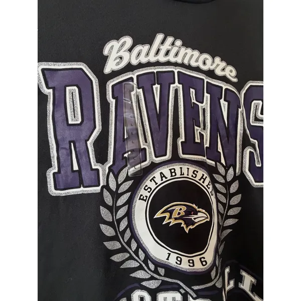 NFL Baltimore Ravens Football Graphic T-Shirt Women's Large Black Gameday New - Image 5