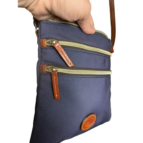 Dooney & Bourke Navy Nylon North South Triple Zip Crossbody Bag - Image 6