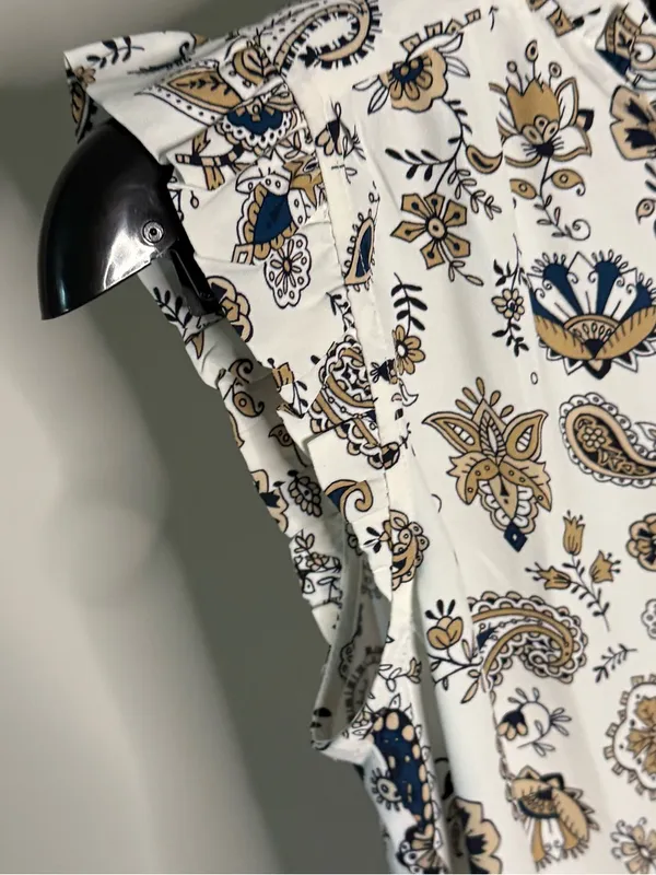 Ann Taylor NWT Floral Paisley Ruffle Sleeve Button Front Blouse XS - Image 7