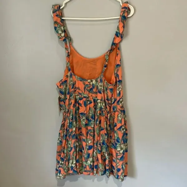 Free people Dear You Floral Mini Dress Ruffle Straps Large NEW #785 - Image 11