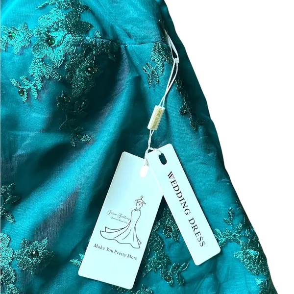 Elegant Teal Lace Women's Top Blue Size XS - Image 2