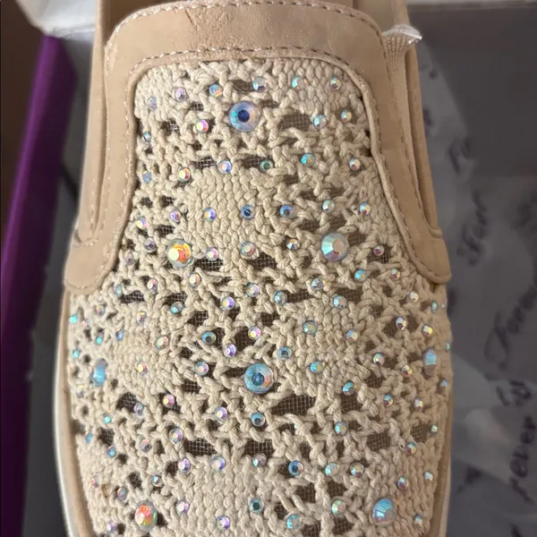 Forever 21 Women's tan nubuck Embellished slip ons 7 - Image 2