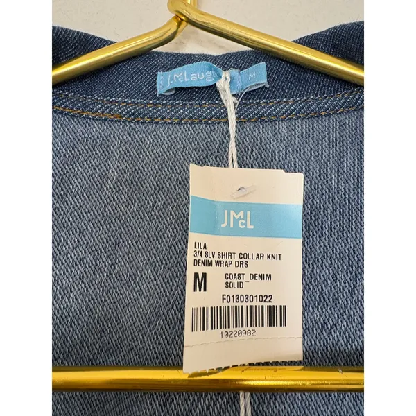 Tuckernuck J. Mclaughlin Lila Indigo Cotton Stretch Denim Wrap Dress Size Medium - Image 6
