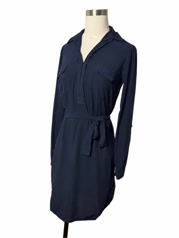 Splendid Belted Mini Navy Dress - Image 2