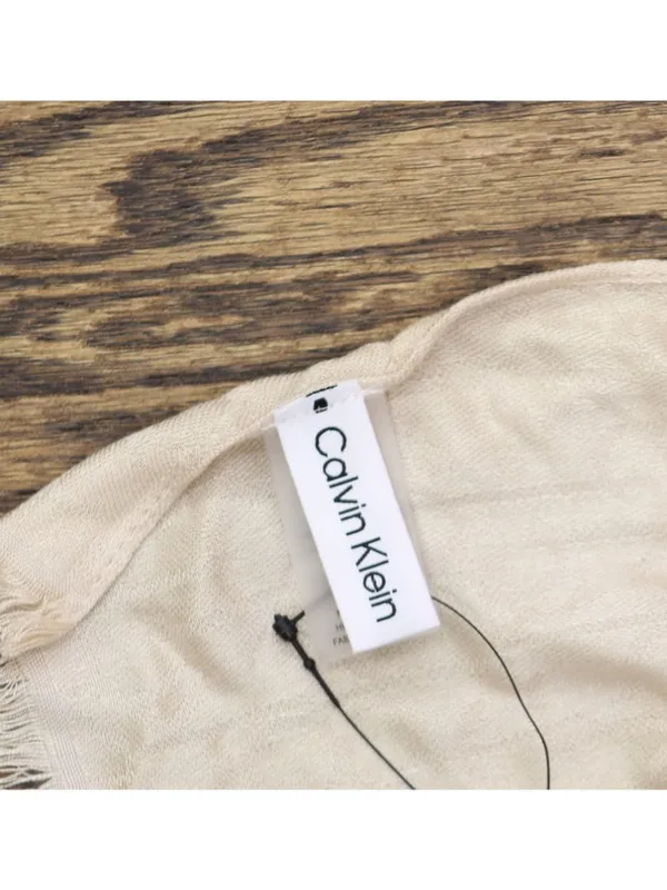 Calvin Klein Womens Lightweight Pashmina Fringe Scarf Heathered Almond Brown - Image 2