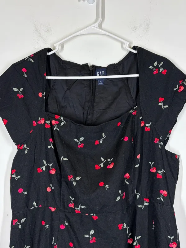 Gap Linen Blend Cherry Mini Dress Size XL - Image 4