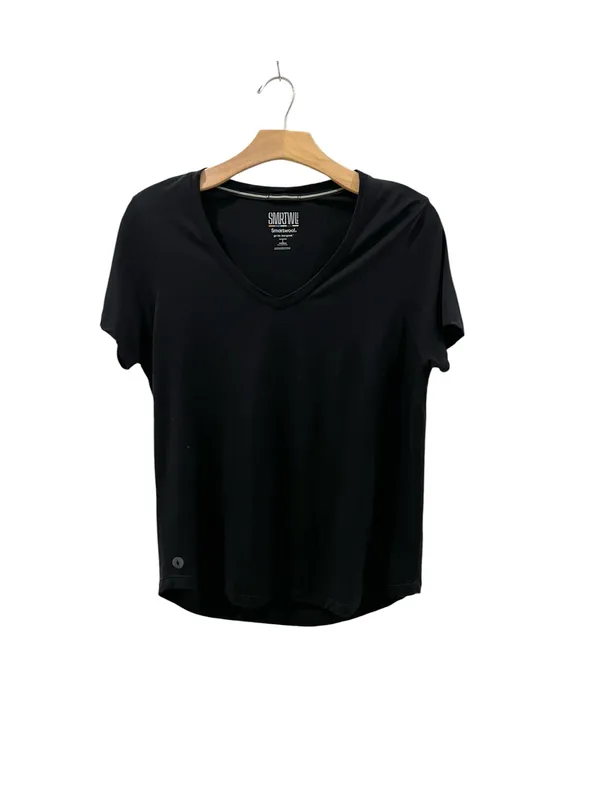 Smartwool Active Ultralight Black V-Neck Short Sleeve Tee Top Women’s Large - Image 7