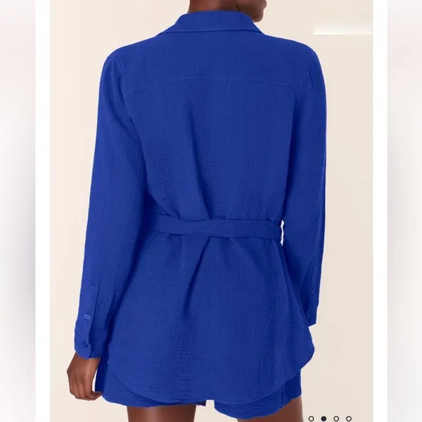 Andie The Corvo Button Up Top Cover Up‎ Blue Mazarine size M NWT - Image 2