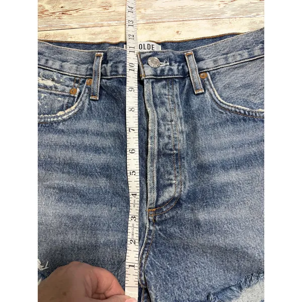 AGOLDE Parker Vintage Cut Off Denim Shorts Size 29 Distressed Button 3" Jorts - Image 6