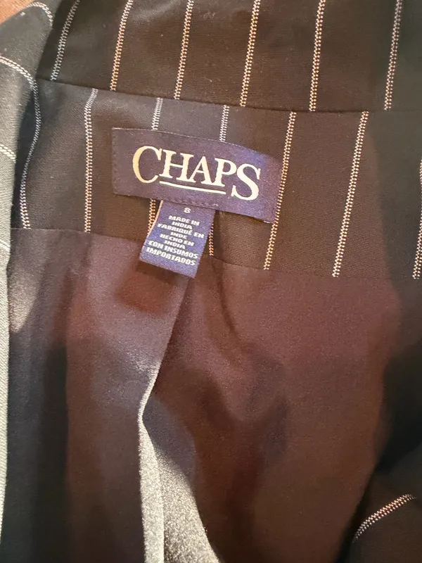 Chaps Black Pinstripe Tailored Blazer Women’s Size 8 Single Button Career Office Jacket - Image 3