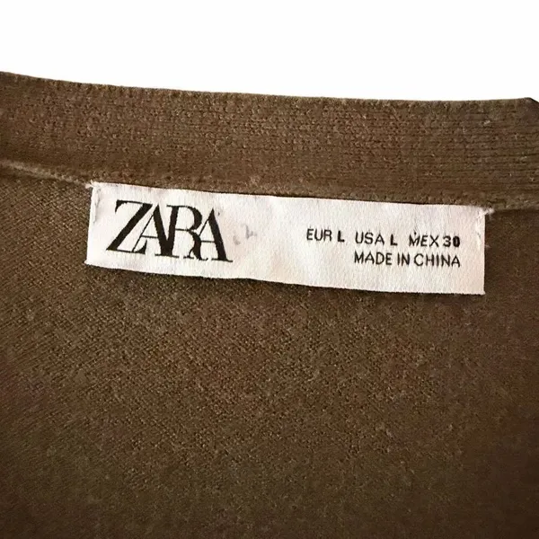 Zara V-Neck Olive Green Button Down Long Sleeves Lightweight Career Office Capsu - Image 2