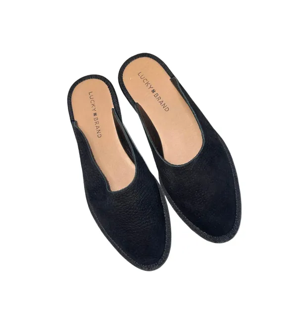 Lucky Brand Arvy Nib Black Embossed Slip-on Mules - Image 2