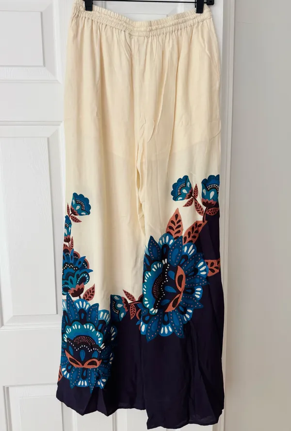 Farm Rio Martina Printed Pull-on Wide-Leg Pants, Size M - Image 11