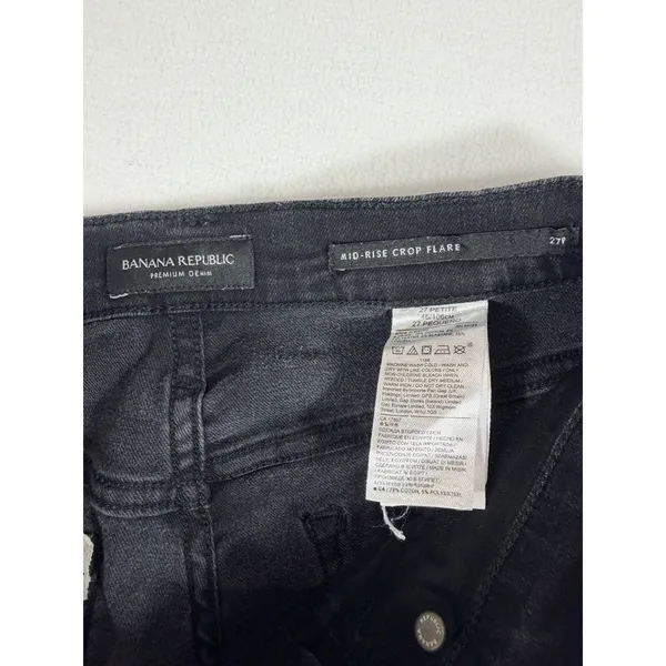 Banana Republic Luxe‎ Sculpt Jeans Women’s 27P Black Crop Flare Button Fly - Image 13