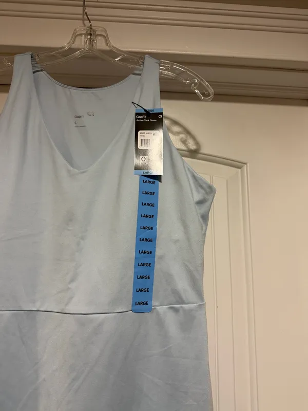 Gapfit Ladies Active Tank Tennis Dress With Hidden Biker Shorts, Sz L Light Blue. NWT . - Image 7