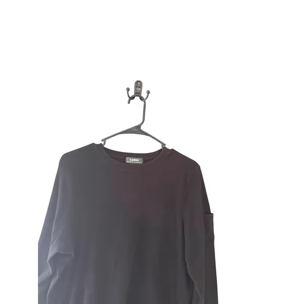 Lauren Ralph Lauren Black Waffle Knit Thermal Long Sleeve Top Plus Size 1X - Image 2