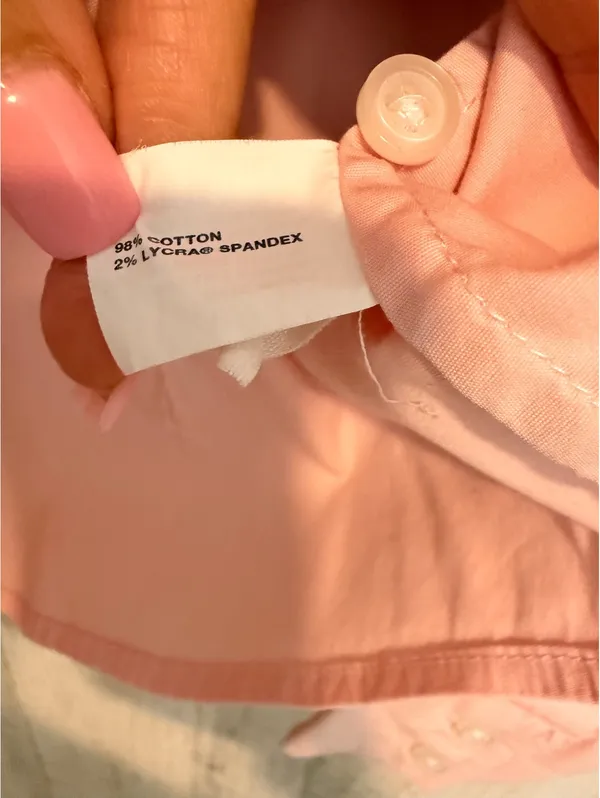 Gap Maternity Medium Pink Cotton Lycra Button Up Collared Work Shirt - Image 5