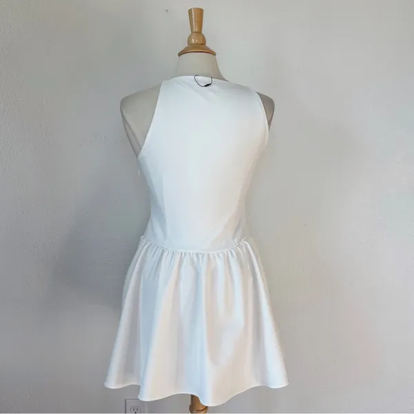 ZARA Solid White Drop Waist Sleeveless Button Front Dress - Image 8