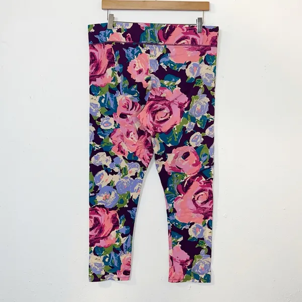 Aerie colorful floral cotton blend cropped comfy summer leggings - Image 5