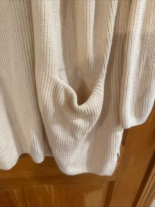 Old Navy cream longline open front Cardigan sweater size large . - Image 3