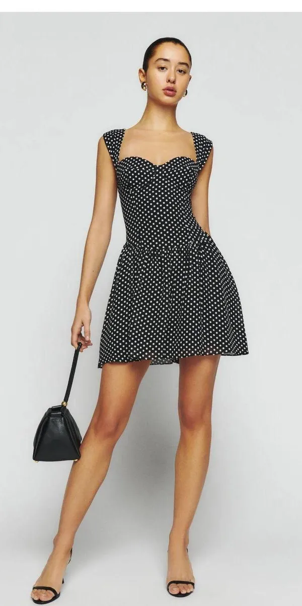 Reformation Black & White Polka Dot Dress - Image 4