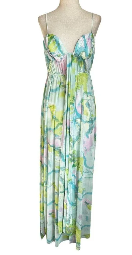 Asos Multicolor Lined Maxi Long Dress w/ Slit Women's Size 2 | 75-14 - Image 2