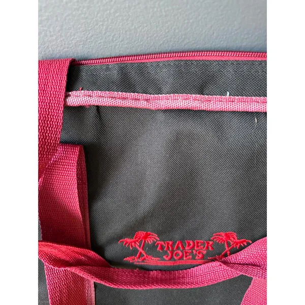 Trader Joe's Reusable Tote Bag Black and Red - Image 4