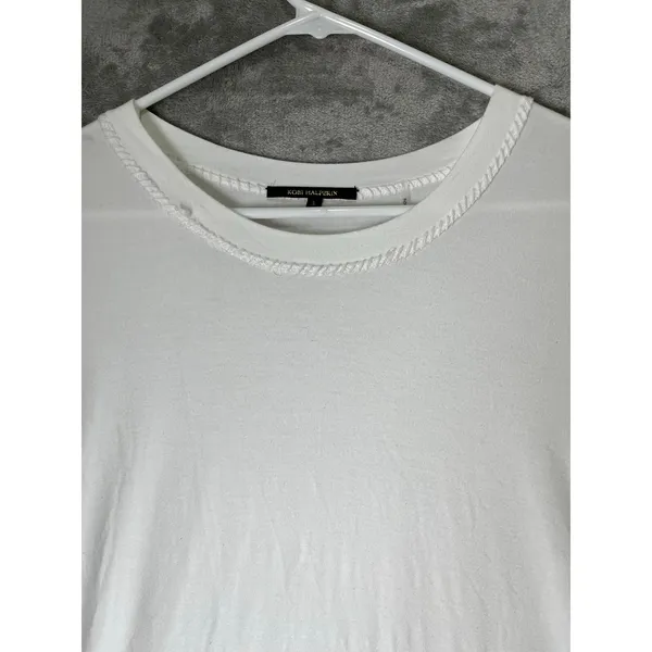 Kobi Halperin White 3/4 Flounce Ruffle Bell Sleeve Crewneck Pullover Blouse S - Image 2