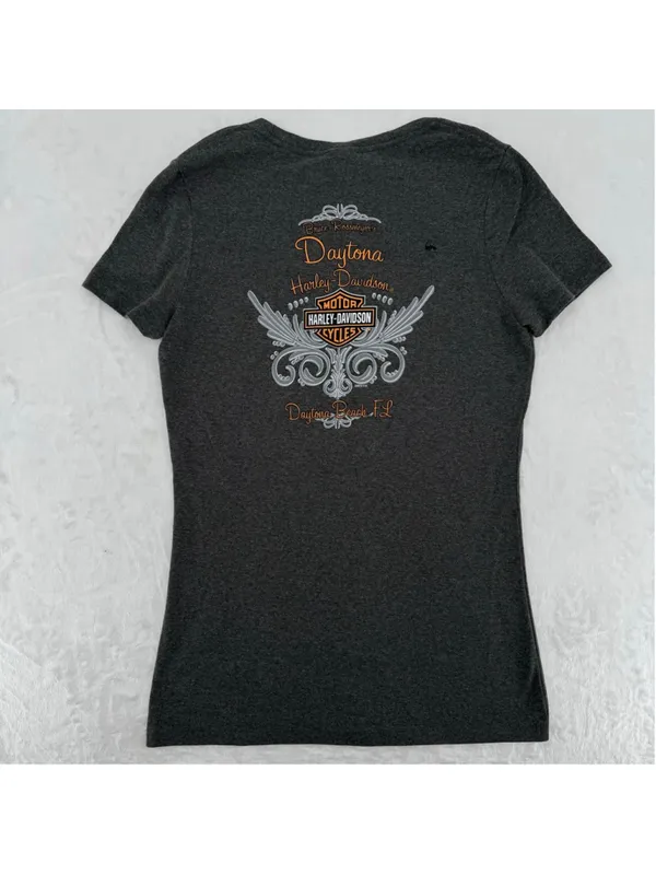 Harley Davidson Women's Tee Daytona Beach Sparkle Size Small HOLE - Image 2