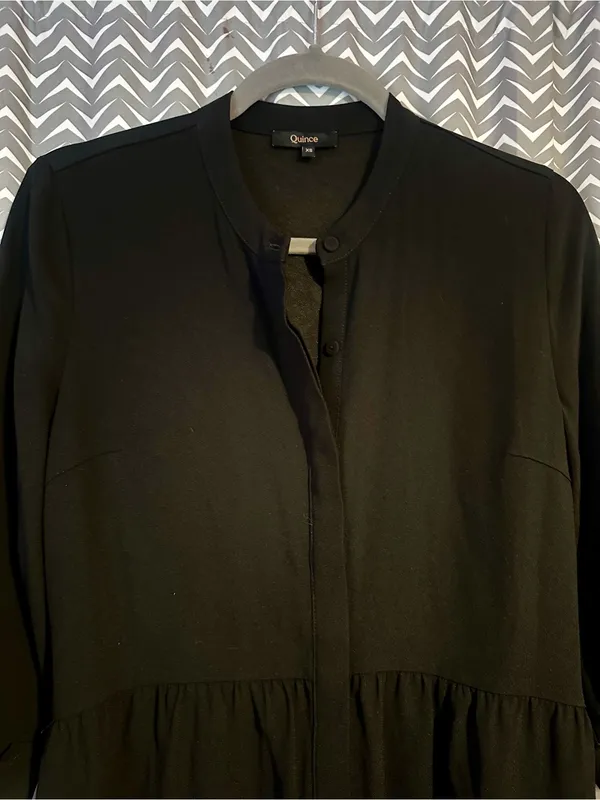 Quince | Fluid Crepe Shirt Dress in Black, XS - Image 5
