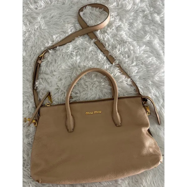 Miu‎ Miu Leather Cammeo Madras 2 Way Satchel Bag Handbag - Image 12