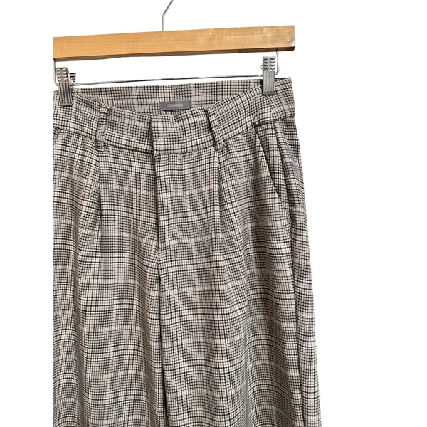 Maurices Women'S Brown tan Plaid Wide Leg Pleated‎ Trousers Size 4 - Image 3