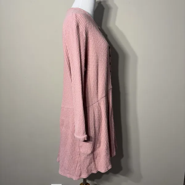 Free People Beach‎ Babydoll Tunic Top Small Pink Ribbed Oversized Flowy Boho S - Image 7