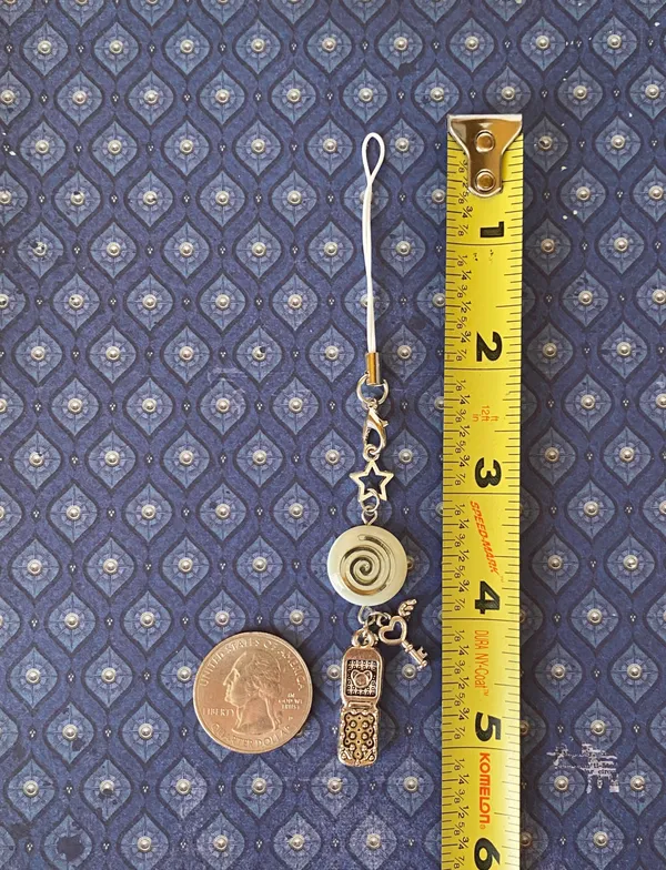 Handmade unique spiral & flip phone & Angel heart key funky y2k grunge style phone charm/bag accessory/keychain🌀⭐️ - Image 5